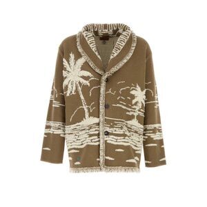 Alanui Men Embroidered Silk Blend Cardigan